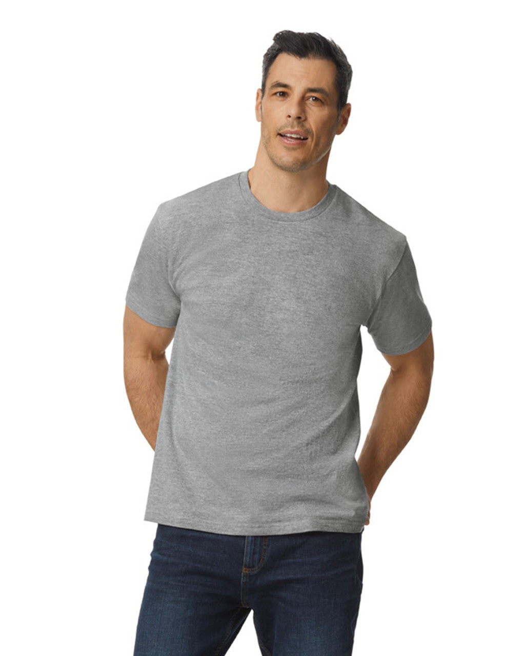 Gildan 65000 Unisex Softstyle Midweight T-Shirt - Sport Grey - model front
