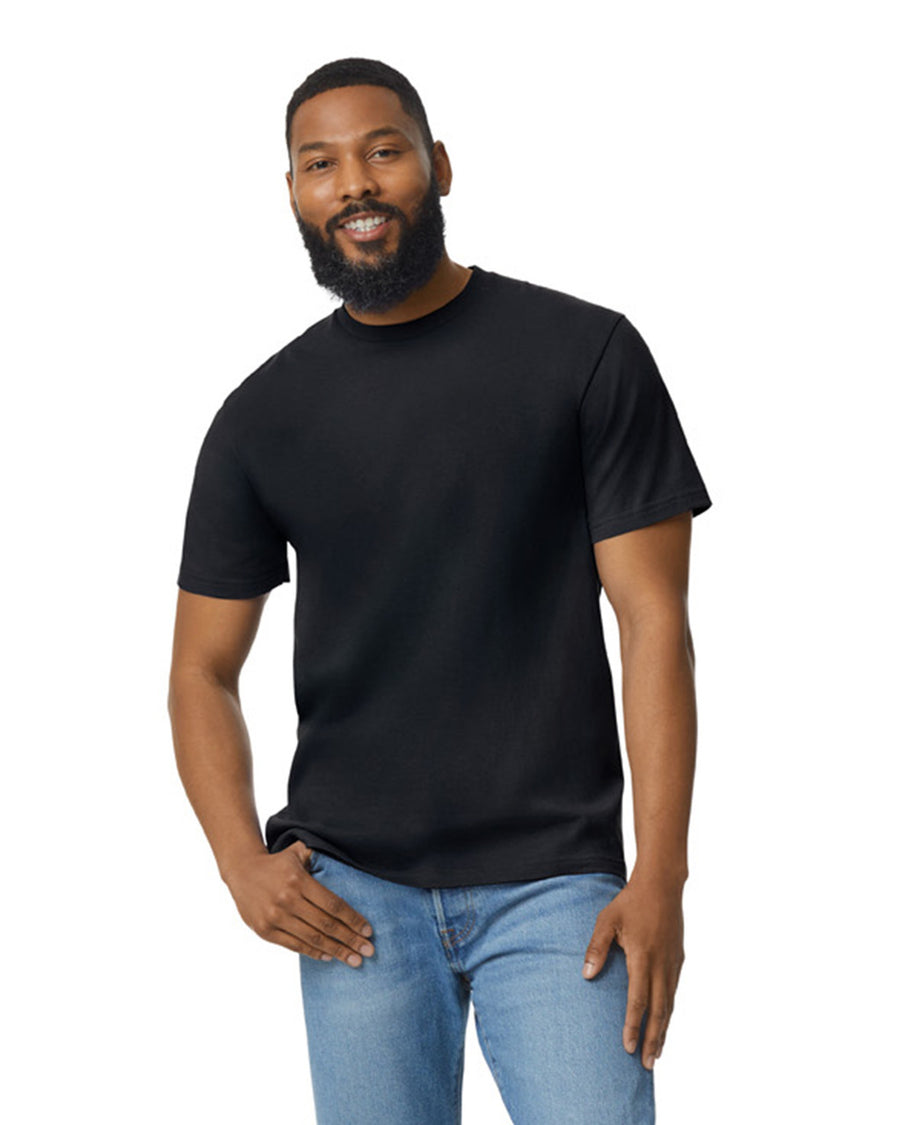 Gildan 65000 Unisex Softstyle Midweight T-Shirt - Pitch Black - model front