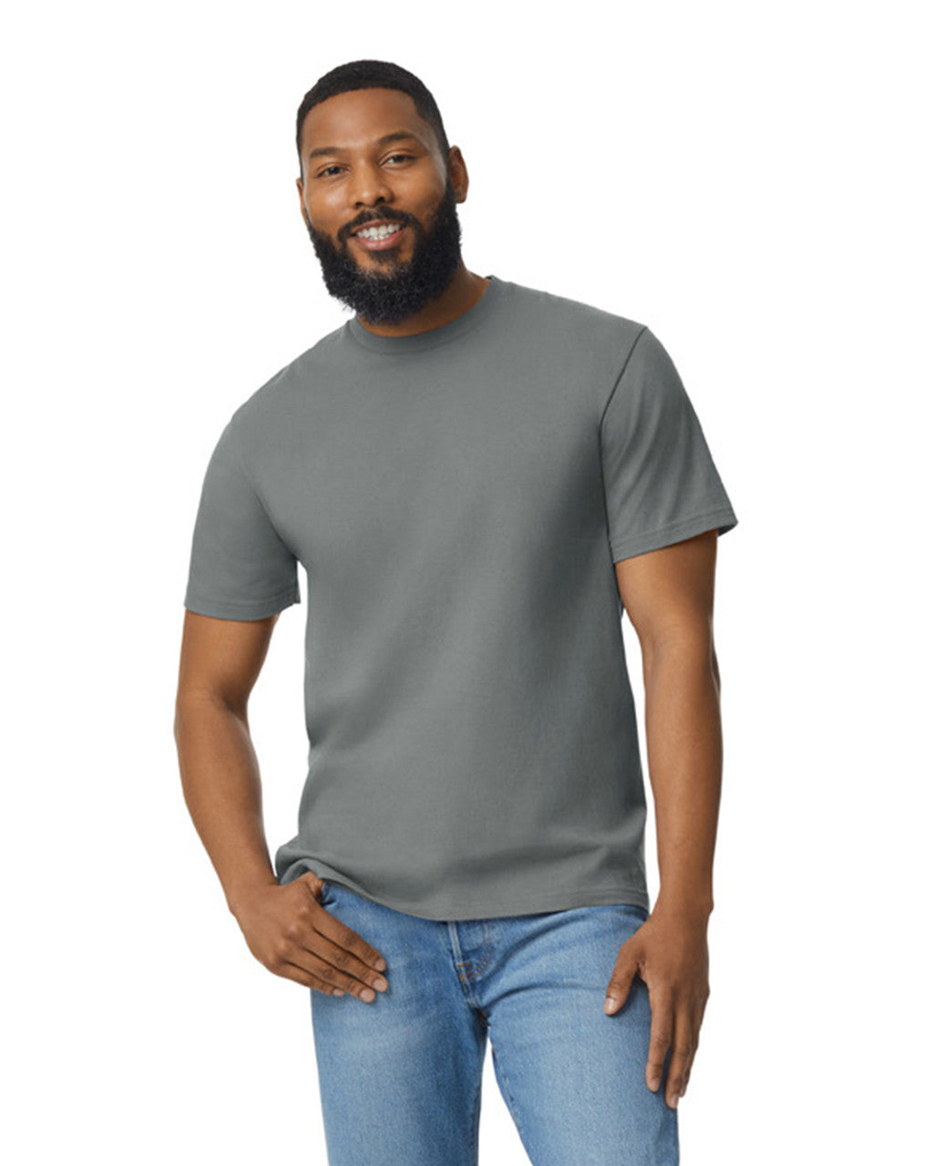 Gildan 65000 Unisex Softstyle Midweight T-Shirt - Graphite Heather - model front