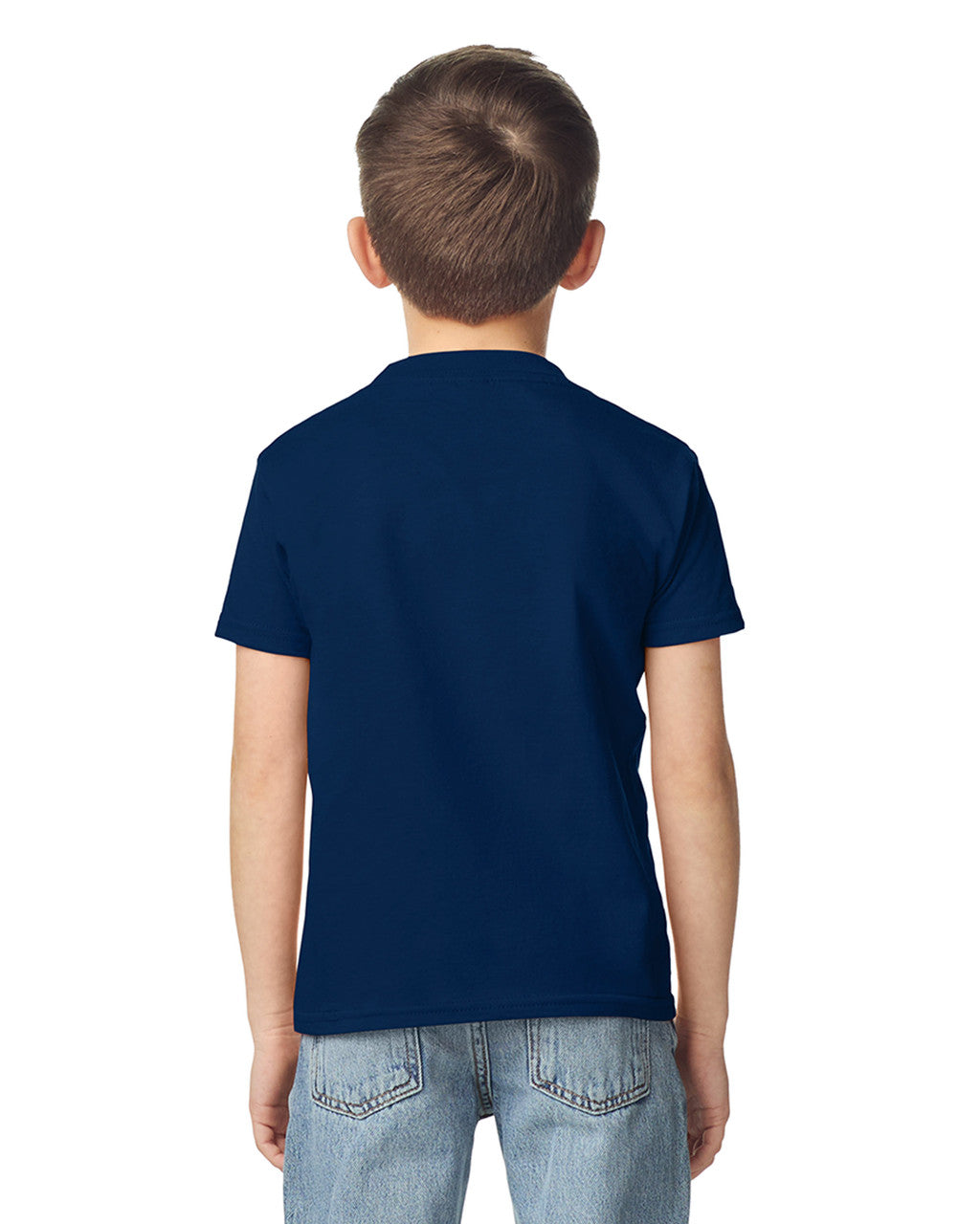 Gildan 65000B Youth Softstyle Midweight T-Shirt - Navy - model back