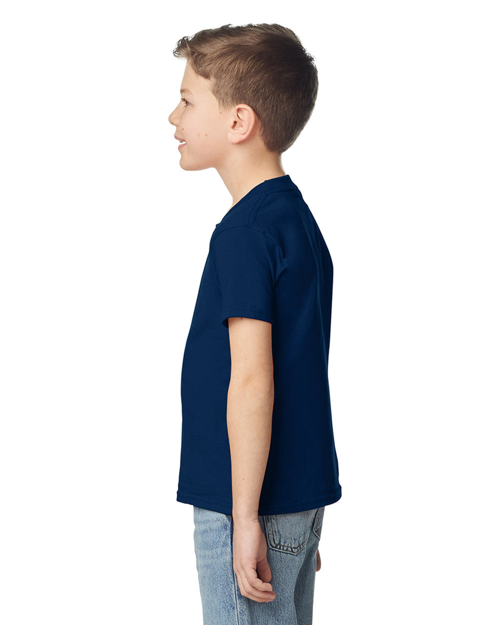 Gildan 65000B Youth Softstyle Midweight T-Shirt - Navy - model side