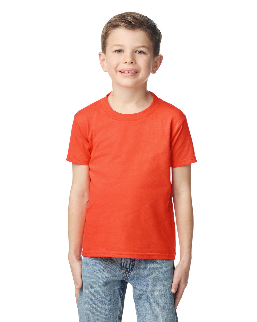 Gildan 65000B Youth Softstyle Midweight T-Shirt - Orange - model front