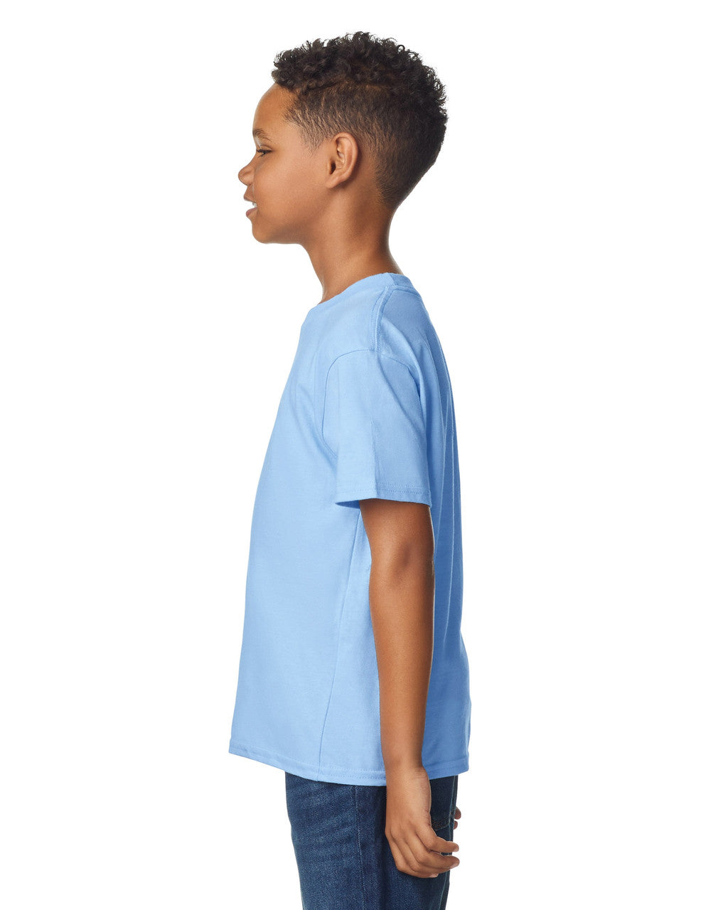 Gildan 65000B Youth Softstyle Midweight T-Shirt - Light Blue - model side