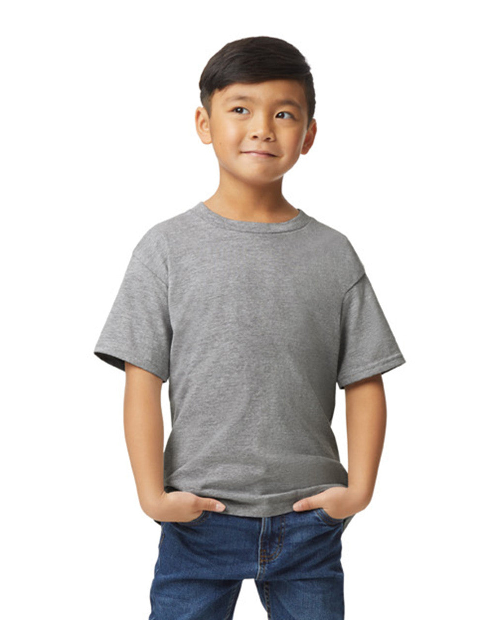 Gildan 65000B Youth Softstyle Midweight T-Shirt - Sport Grey - model front