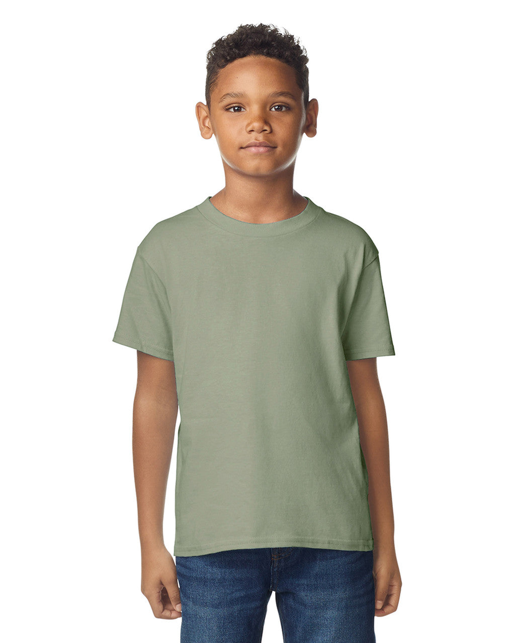 Gildan 65000B Youth Softstyle Midweight T-Shirt - Sage - model front