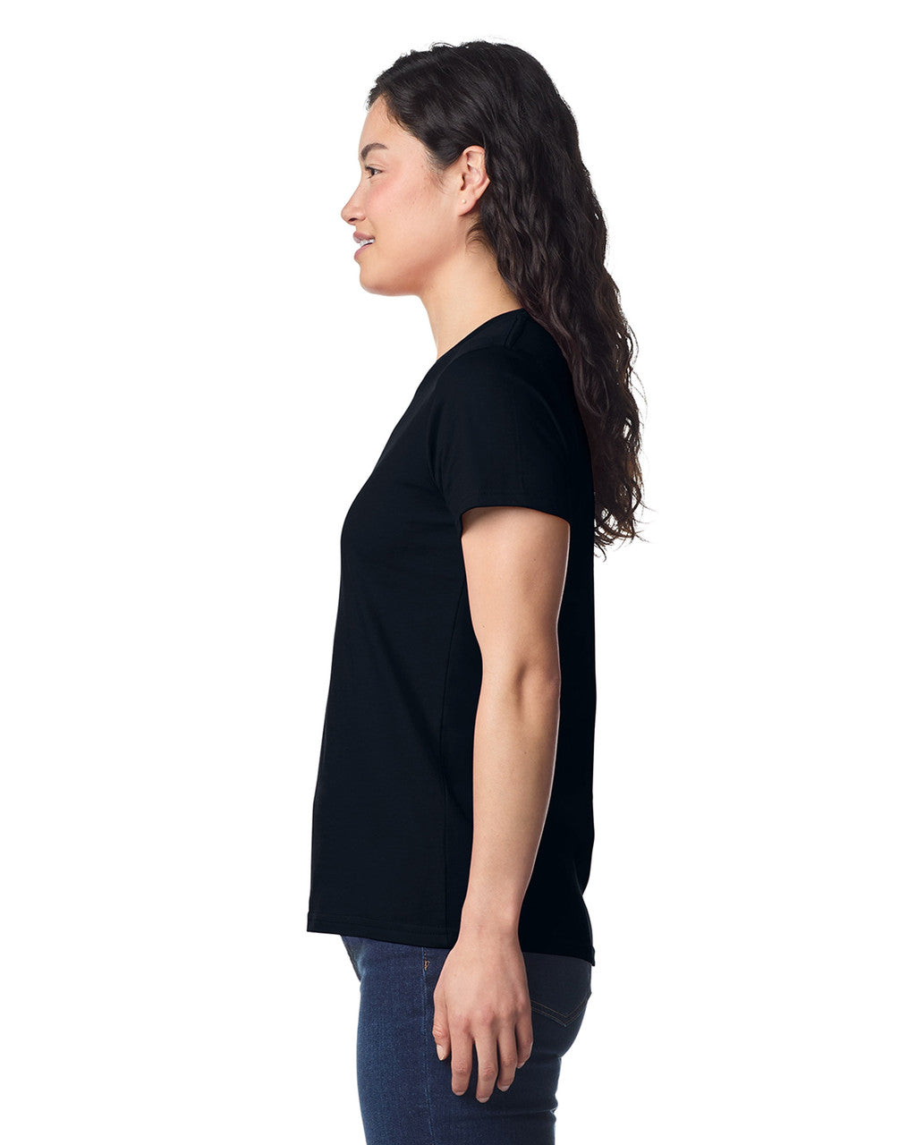 Gildan 65000L Women's Softstyle Midweight T-Shirt - Pitch Black - model side
