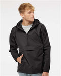 Independent Trading Co. EXP94NAW Men's Nylon Anorak - Black - model front