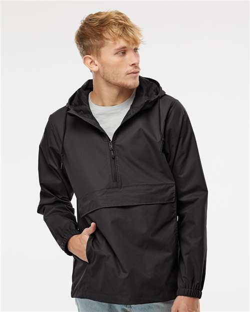 Independent Trading Co. EXP94NAW Men's Nylon Anorak - Black - model front