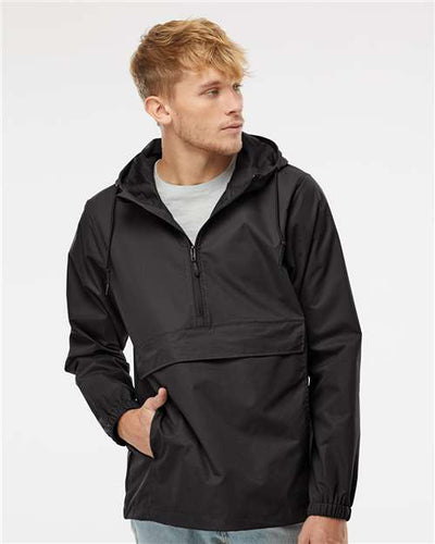 Independent Trading Co. EXP94NAW Men's Nylon Anorak - Black - model front