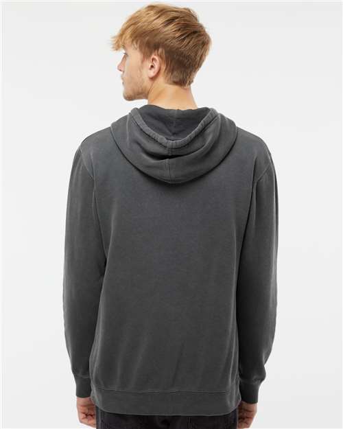 Independent Trading Co. PRM4500 Unisex Midweight Pigment-Dyed Hooded Sweatshirt - Pigment Black - model back