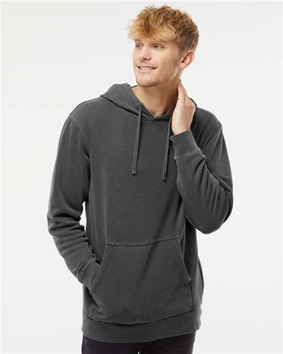 Independent Trading Co. PRM4500 Unisex Midweight Pigment-Dyed Hooded Sweatshirt - Pigment Black - model front