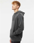 Independent Trading Co. PRM4500 Unisex Midweight Pigment-Dyed Hooded Sweatshirt - Pigment Black - model side
