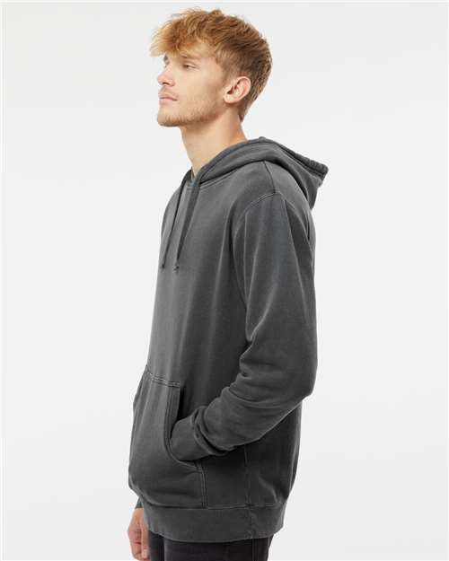 Independent Trading Co. PRM4500 Unisex Midweight Pigment-Dyed Hooded Sweatshirt - Pigment Black - model side