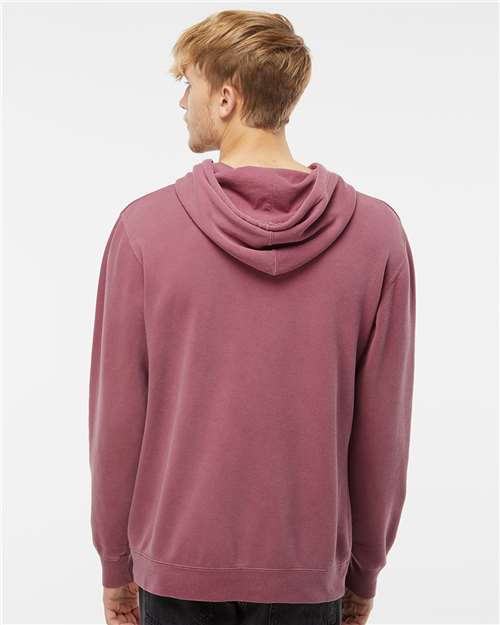 Independent Trading Co. PRM4500 Unisex Midweight Pigment-Dyed Hooded Sweatshirt - Pigment Maroon - model back