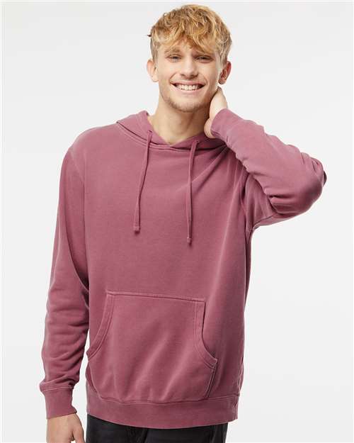 Independent Trading Co. PRM4500 Unisex Midweight Pigment-Dyed Hooded Sweatshirt - Pigment Maroon - model front
