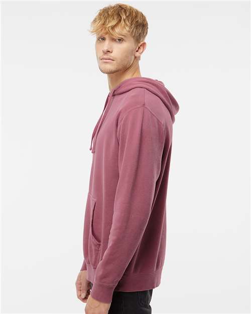 Independent Trading Co. PRM4500 Unisex Midweight Pigment-Dyed Hooded Sweatshirt - Pigment Maroon - model side