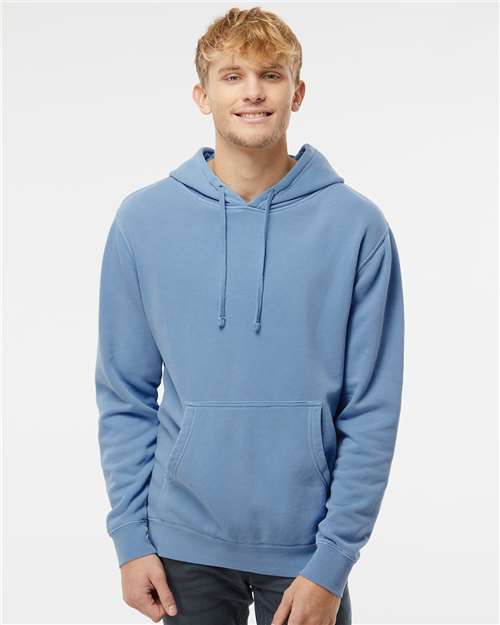 Independent Trading Co. PRM4500 Unisex Midweight Pigment-Dyed Hooded Sweatshirt - Pigment Light Blue - model front
