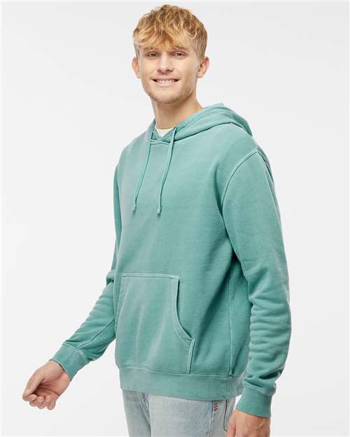 Independent Trading Co. PRM4500 Unisex Midweight Pigment-Dyed Hooded Sweatshirt - Pigment Mint - model side