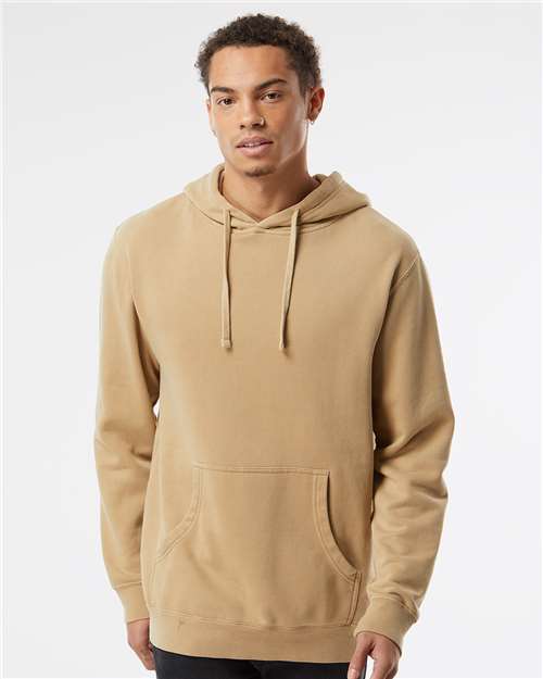 Independent Trading Co. PRM4500 Unisex Midweight Pigment-Dyed Hooded Sweatshirt - Pigment Sandstone - model front