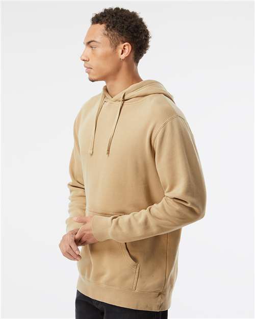 Independent Trading Co. PRM4500 Unisex Midweight Pigment-Dyed Hooded Sweatshirt - Pigment Sandstone - model side