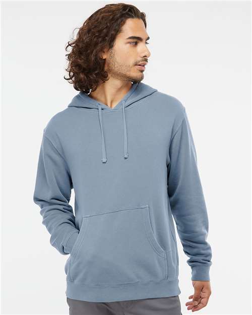 Independent Trading Co. PRM4500 Unisex Midweight Pigment-Dyed Hooded Sweatshirt - Pigment Slate Blue - model front