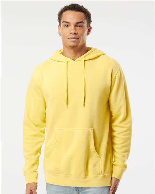 Independent Trading Co. PRM4500 Unisex Midweight Pigment-Dyed Hooded Sweatshirt - Pigment Yellow - model front