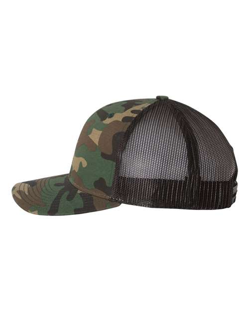 Richardson 112P Printed Trucker Cap - Army Camo/ Black - side