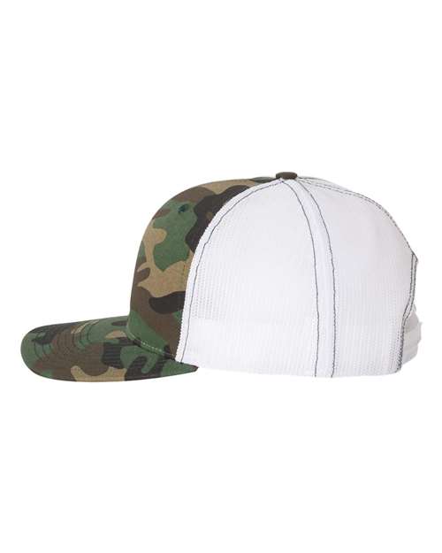 Richardson 112P Printed Trucker Cap - Army Camo/ White - side