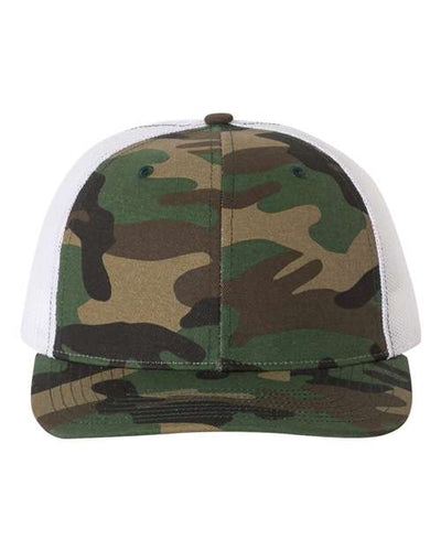 Richardson 112P Printed Trucker Cap - Army Camo/ White - front