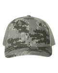 Richardson 112P Printed Trucker Cap - Military Digital Camo/ Light Green - front