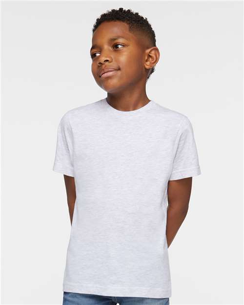 LAT 6101 Youth Fine Jersey Tee - Ash - model front