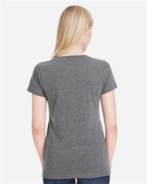 LAT 3516 Women's Fine Jersey Tee - Granite Heather - model back