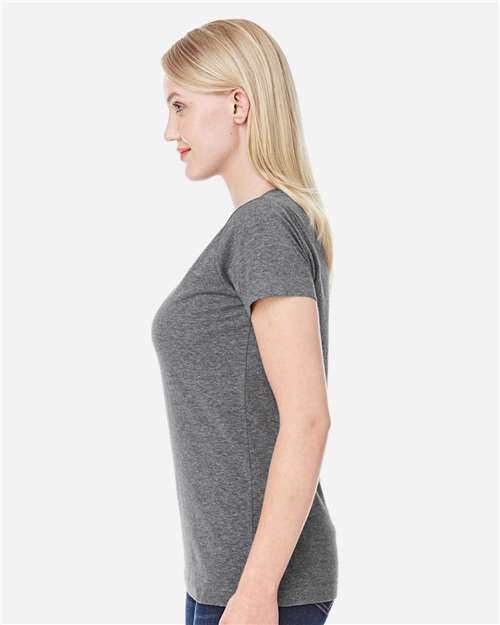 LAT 3516 Women's Fine Jersey Tee - Granite Heather - model side