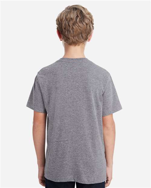 LAT 6101 Youth Fine Jersey Tee - Granite Heather - model back