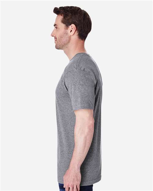 LAT 6901 Unisex Fine Jersey Tee - Granite Heather - model side