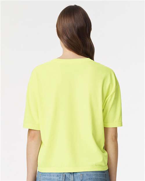 Comfort Colors 3023CL Women's Garment-Dyed Heavyweight Boxy T-Shirt - Neon Lemon - model back