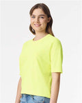 Comfort Colors 3023CL Women's Garment-Dyed Heavyweight Boxy T-Shirt - Neon Lemon - model side