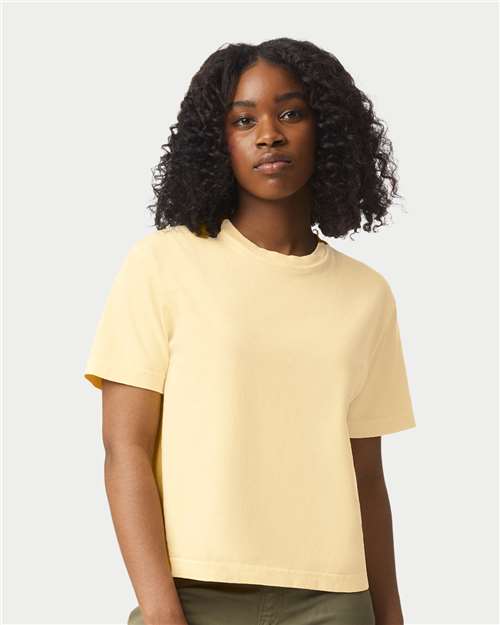 Comfort Colors 3023CL Women's Garment-Dyed Heavyweight Boxy T-Shirt - Butter - model front
