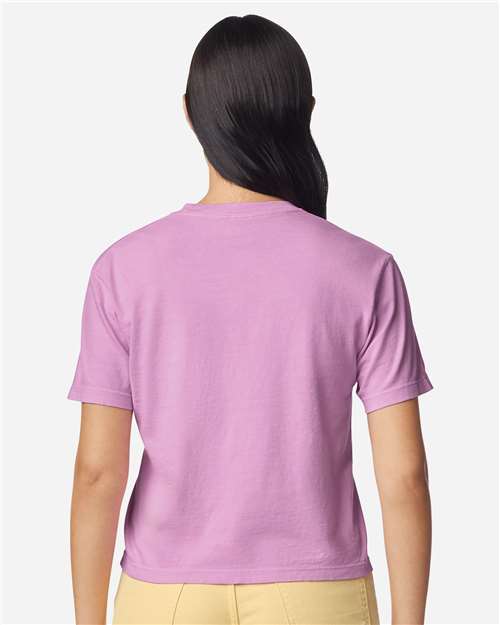 Comfort Colors 3023CL Women's Garment-Dyed Heavyweight Boxy T-Shirt - Rose Quartz - model back