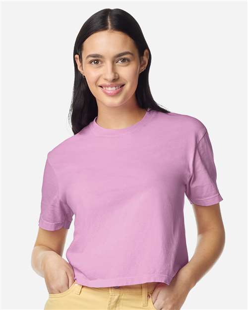 Comfort Colors 3023CL Women's Garment-Dyed Heavyweight Boxy T-Shirt - Rose Quartz - model front
