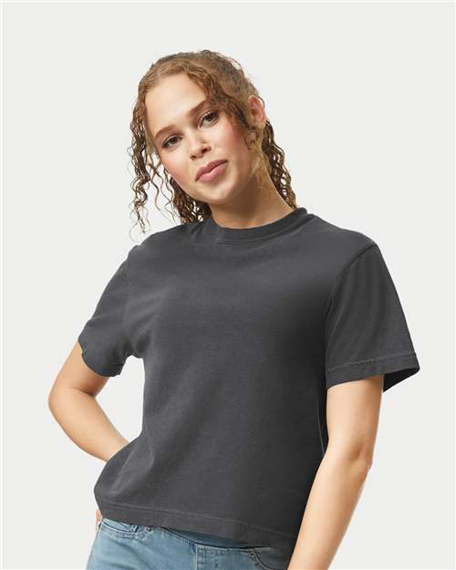 Comfort Colors 3023CL Women's Garment-Dyed Heavyweight Boxy T-Shirt - Pepper - model front
