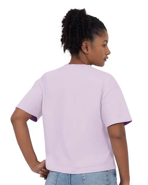 Comfort Colors 3023CL Women's Garment-Dyed Heavyweight Boxy T-Shirt - Orchid - model back