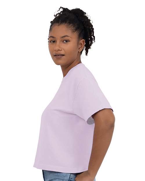 Comfort Colors 3023CL Women's Garment-Dyed Heavyweight Boxy T-Shirt - Orchid - model side