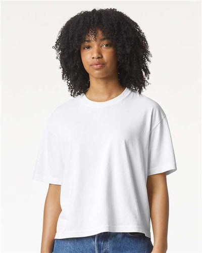 Comfort Colors 3023CL Women's Garment-Dyed Heavyweight Boxy T-Shirt - White - model front