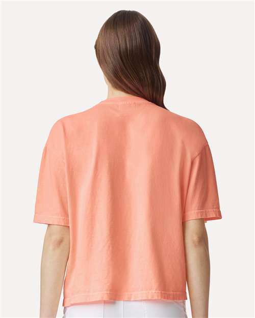 Comfort Colors 3023CL Women's Garment-Dyed Heavyweight Boxy T-Shirt - Neon Cantaloupe - model back