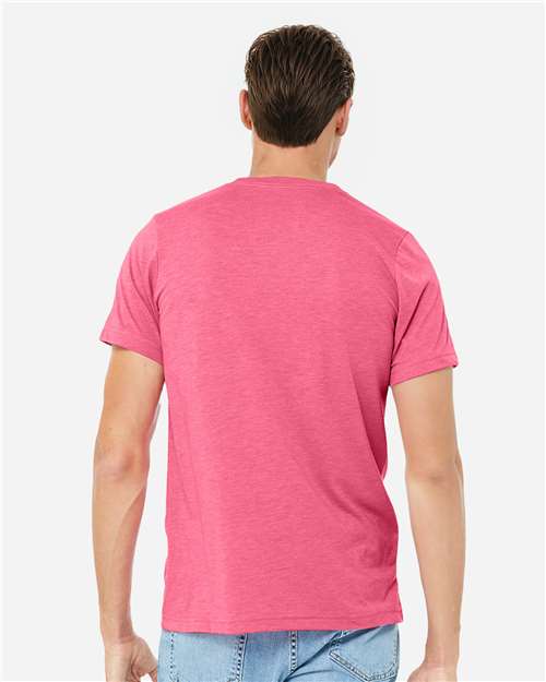 Bella+Canvas 3413 Unisex Triblend Short Sleeve Tee - Charity Pink Triblend - model back