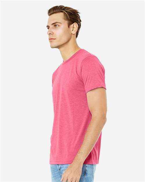 Bella+Canvas 3413 Unisex Triblend Short Sleeve Tee - Charity Pink Triblend - model side
