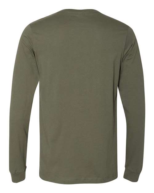 Bella+Canvas 3501 Unisex Jersey Long Sleeve Tee - Military Green - back