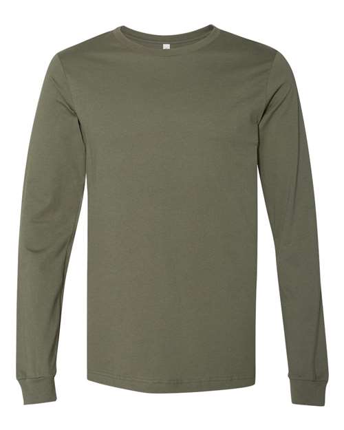 Bella+Canvas 3501 Unisex Jersey Long Sleeve Tee - Military Green - flat front
