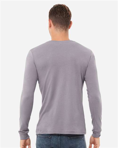 Bella+Canvas 3501 Unisex Jersey Long Sleeve Tee - Storm - model back